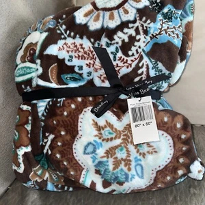 VERA BRADLEY Plush Throw Blanket JAVA BLUE Fleece 50x80” RARE NWT - Picture 1 of 2
