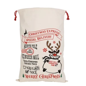 Santa Canvas Stocking Gift Sack Large  "19X26 inch " 17 imprints to choose from - Picture 1 of 37