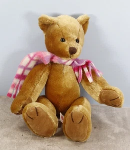 RUSS BERRIE “Dunwell “ Fully Jointed Teddy Bear with Scarf - 21cm Seated - Picture 1 of 4