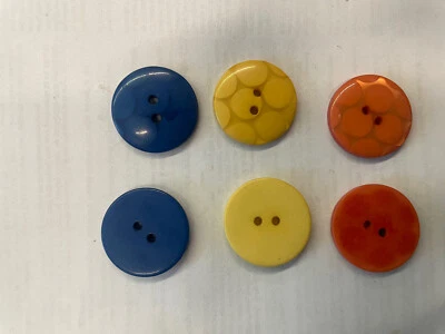 12 Button Acrylic 2 Hole Yellow Royal / Orange Buttons 22 MM - Image 1 of 4