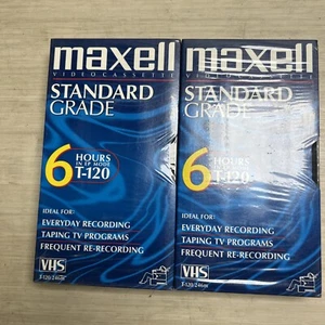 2 Lot Maxell VHS Blank Video Standard Grade T-120 6hr EP New Sealed - Picture 1 of 2