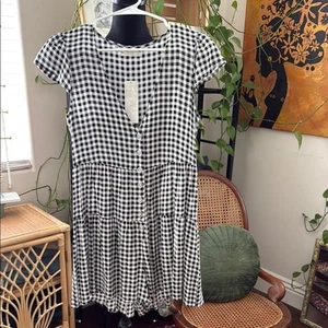 NWT Urban Outfitters Black & White Gingham Check Button Up Shorts Romper - Picture 1 of 5