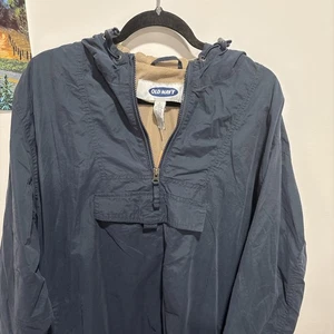 Old Navy Blue Windbreaker Jacket With Hood Size Large  - Picture 1 of 6
