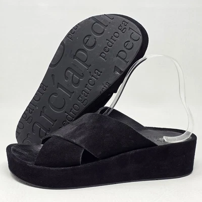 Pedro Garcia Minimalista Entrecruzado Slide en Gamuza Negro Para Mujer Talla EU 38  Foto 1 de 4