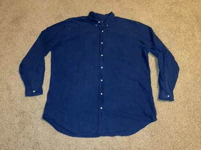 RALPH LAUREN Indigo Oxford Button Up Shirt Preppy Classic Casual Formal 2XLTALL - Image 1 of 4