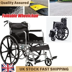 Aluminium Folding Wheelchair Self Propelled 24 Inch Soft Seat Attendant Brakes - Picture 1 of 10