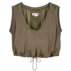 ZARA SRPLS WOMAN CROPPED OVERSIZED TOP WITH DRAWSTRING KHAKI S/M BNWT - Picture 1 of 7