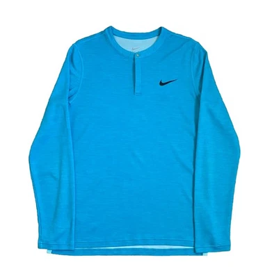 Nike DRI-FIT Tenis Henley 1/4 Botón Lana LS Camisa Azul Aqua Para Hombre Mediana Foto 1 de 4