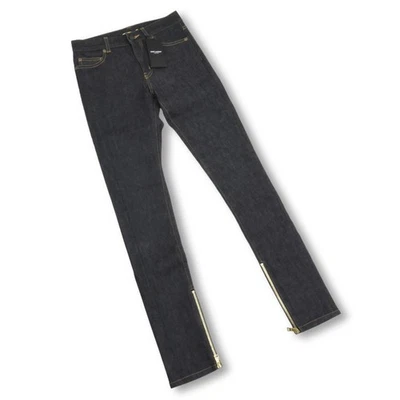 Jeans SAINT LAURENT PARIS W71cm/28 polegadas feito no Japão índigo magro bainha com zíper - Imagem 1 de 4