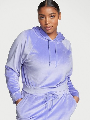 UNDERCOVER Maglione Victoria's Secret in velluto con cappuccio peluche Veriwinkle viola NUOVO NUOVO CON ETICHETTE XL