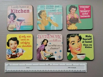 Excelente conjunto de seis posavasos con respaldo de corcho Half Moon Bay 'Vintage para mujer' Foto 1 de 4