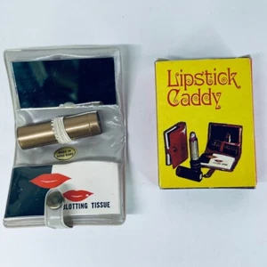 De colección 1975 Emson Lápiz Labial Caddy Espejo Compacto Tejido Secante Caja Original Nuevo de Lote Antiguo - Imagen 1 de 13