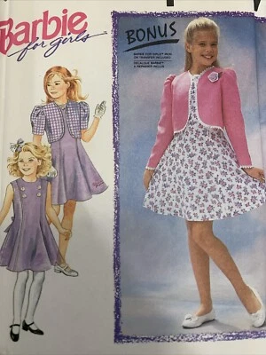 Simplicity 7689 Barbie For Girls Dress & Bolero Pattern Size 10-14 FF w/transfer - Image 1 of 4