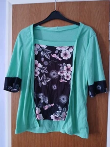 Ladies Pale Green And Patterned Top Size 18 Unbranded New - Picture 1 of 3