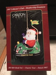 CARLTON CHRISTMAS ORNAMENT: HO HO HOLD ON!: MEMBERS ONLY BUMPER CAR SANTA NEW - Picture 1 of 7