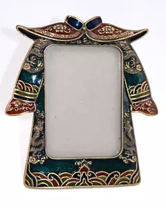 Chinese Ceremonial Gown Cloisonne Enameled 3" x 4.5" Photo Frame Ornate Picture - Picture 1 of 6