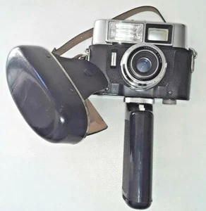 * 1964 VOIGTLANDER VITRONA BUILT-IN FLASH Camera LANTHAR 50MM 2.8 LENS CASE GRIP - Picture 1 of 12