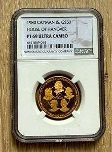 Cayman Islands 1980 Gold 50 $ NGC PF69UC House of Hanover - Bild 1 von 2