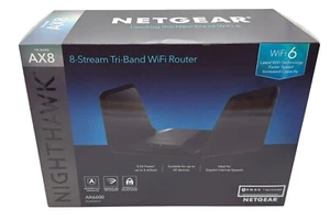 Router NETGEAR RAX70 Nighthawk AX8-8 Stream Tri-Band Wi-Fi 6 negro NUEVO caja abierta - Imagen 1 de 9