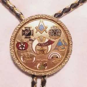 Vintage Western Bolo Tie Medallion Free Masons Masonic 1981 Al Malaikah Shriners - Picture 1 of 8