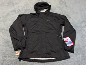 NEW Helly Hansen Jacket Womens Medium Black Loke Hiking Walking Full Zip Hooded - Picture 1 of 9