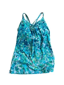 REI Coop Tank Built in Bra Green & Gray Floral Print Size 6 Stretch Womens - Picture 1 of 5