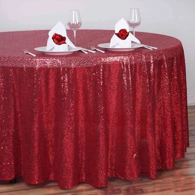 TOALHA DE MESA REDONDA LANTEJOULAS VERMELHAS 108" roupa de cama para festa de casamento e recepção - Imagem 1 de 4