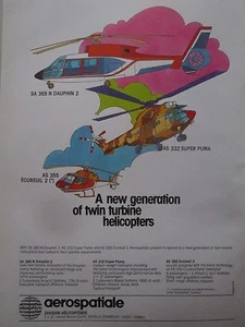 3/1980 PUB AEROSPATIALE HELICOPTERE ECUREUIL SUPER PUMA DAUPHIN 2 ORIGINAL AD - Picture 1 of 1