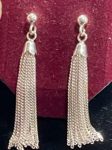 STERLING SILVER 925 MILOR ITALY Chain Earrings J28 - Picture 1 of 9
