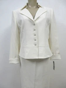 Ivory Skirt Suit Stresa Two Piece Petite Size Long Sleeve Five Button NWT - Picture 1 of 18