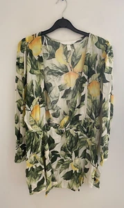 H&M Yellow Green Floral Viscose Short Play Suit UK 10 - Picture 1 of 6