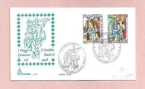 VATICAN 1999 FDC 2 VALUES FROM POPE JOHN PAUL'S JOURNEYS SERIES - Picture 1 of 1