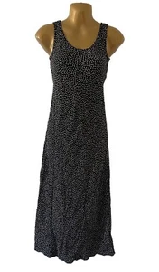 Vintage Betsey Johnson Polka Dots Maxi Tank Dress Black & White Size Small - Picture 1 of 9