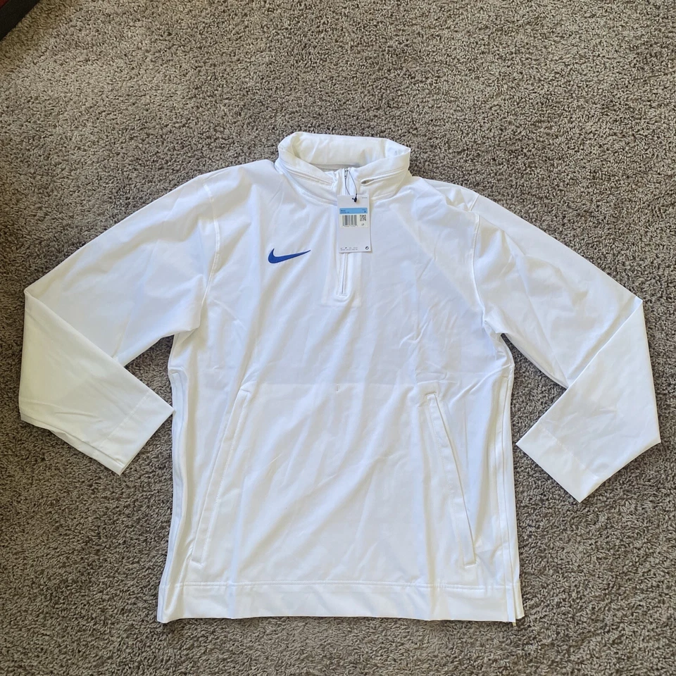 Nike Long Sleeve White Blue 1/4 Zip Coach Jacket DV6754-103 Men's Size M