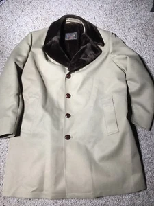 Vintage Botany 500 Trench Coat Jacket Fur Lined Tan Men's Sz 42 Reg Fur Collar - Picture 1 of 9