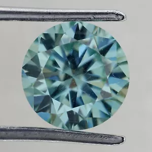 Diamante Moissanite Lab Blu Cielo Taglio Rotondo Sciolto Diamante VVS Lucidato Sfaccettato - Foto 1 di 24