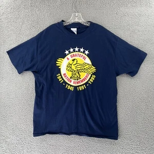 T-shirt Hanes uomo taglia XL A GRATEFUL NATION blu S/S anni 90 PUNTO UNICO - Foto 1 di 11