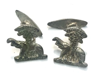 Gemelos para hombre elefante de peltre con tronco en la parte posterior de cadena de palmera - Imagen 1 de 6