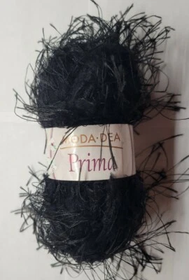 Moda Dea Prima Eyelash Yarn Black #3012 1.76 oz 72 yd - Image 1 of 2