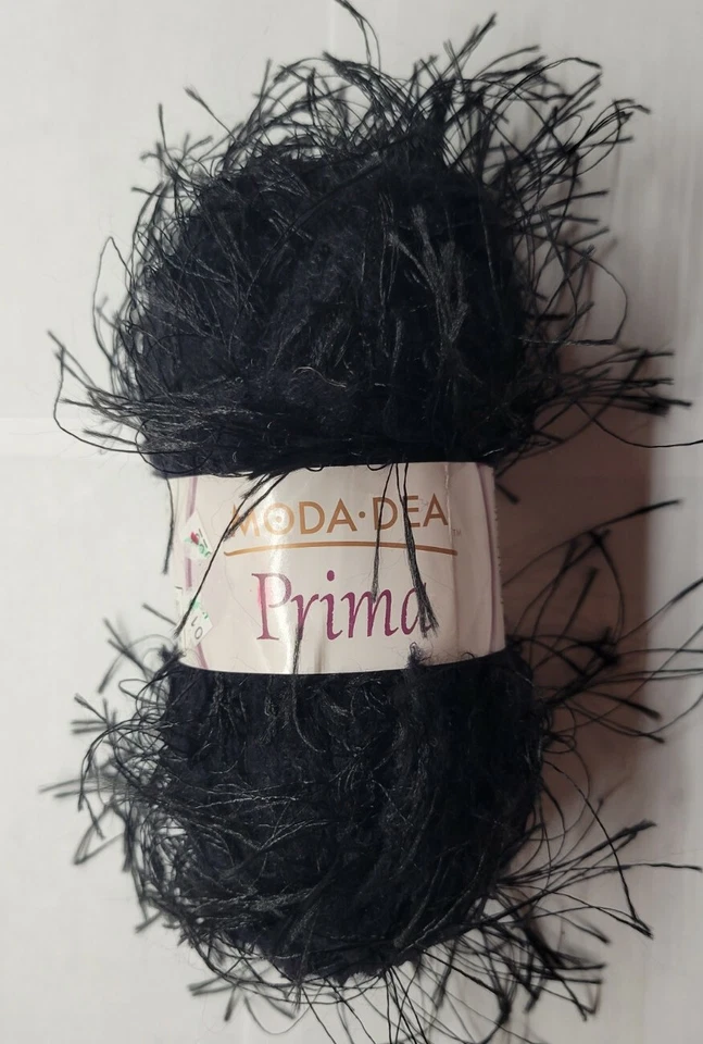 Moda Dea Prima Eyelash Yarn Black #3012 1.76 oz 72 yd - Image 1 of 2