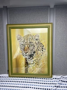 Vintage Phil Prentice Leopard Print The Hunted Original Frame 19" x 23" - Picture 1 of 4