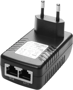 POE - Adattatore Iniettore 48 V/0,5 A, 100/1000 Mbps, Spina Europea, Distanze Fi - Foto 1 di 12