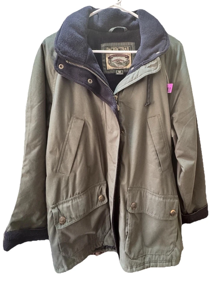 Chaqueta de Colección Pacific Trail Pesada Exterior Verde Forrada de Vellón Abrigo con Capucha Talla M-L Foto 1 de 4