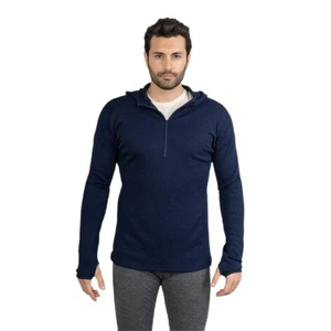 AoA Men's 230 Royal Alpaca Base Layer: (Half Zip Hoodie) Eco Hiking Sweatshir... - Picture 1 of 1