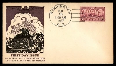 Mayfairstamps US FDC 1937 Sherman Grant and Sheridan Servicemen First Day Cover - Image 1 of 2