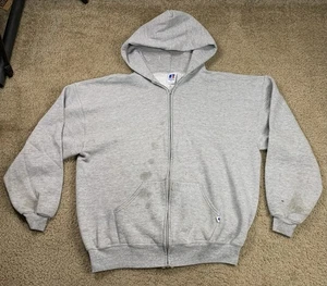 Sudadera con Capucha Russell Athletic Para Hombres XL Gris Manga Larga Cremallera Años 80 90 ENVEJECIDA - Imagen 1 de 10