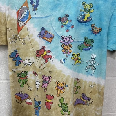 Vintage All Over Print Grateful Dead Liquid Blue Beach Bears Shirt Tie Dye M - Imagem 1 de 4