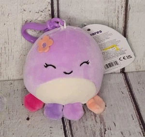 3,5 Zoll Neu mit Etikett Squishmallows "Beula" lila Oktopus Plüsch Clip Schlüsselanhänger Mini - Bild 1 von 3
