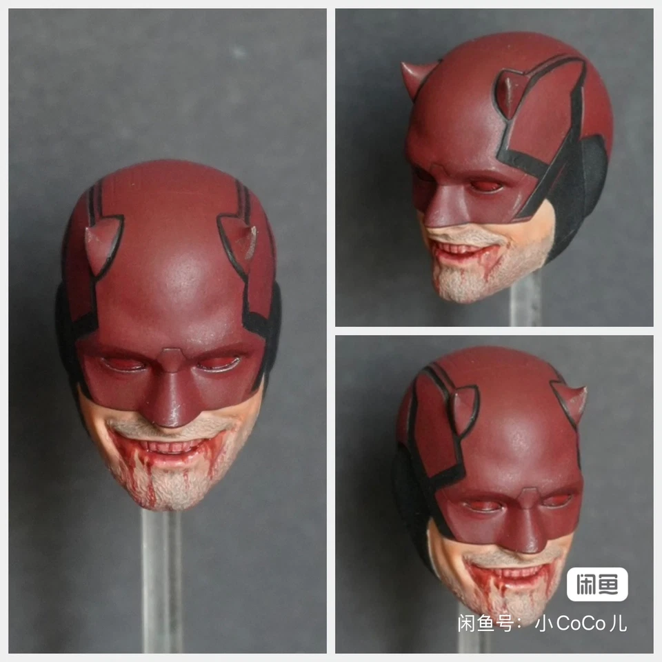 Hágalo usted mismo Pintado 1:12 Daredevil Batalla Daño Cabeza Esculpida Para Figura de Acción Cuerpo 6" Foto 1 de 2