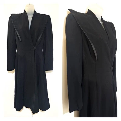 Vintage 40s Pellard Lipman Wolfe & Co. Forstmann Wool Dress Overcoat S - Image 1 of 4